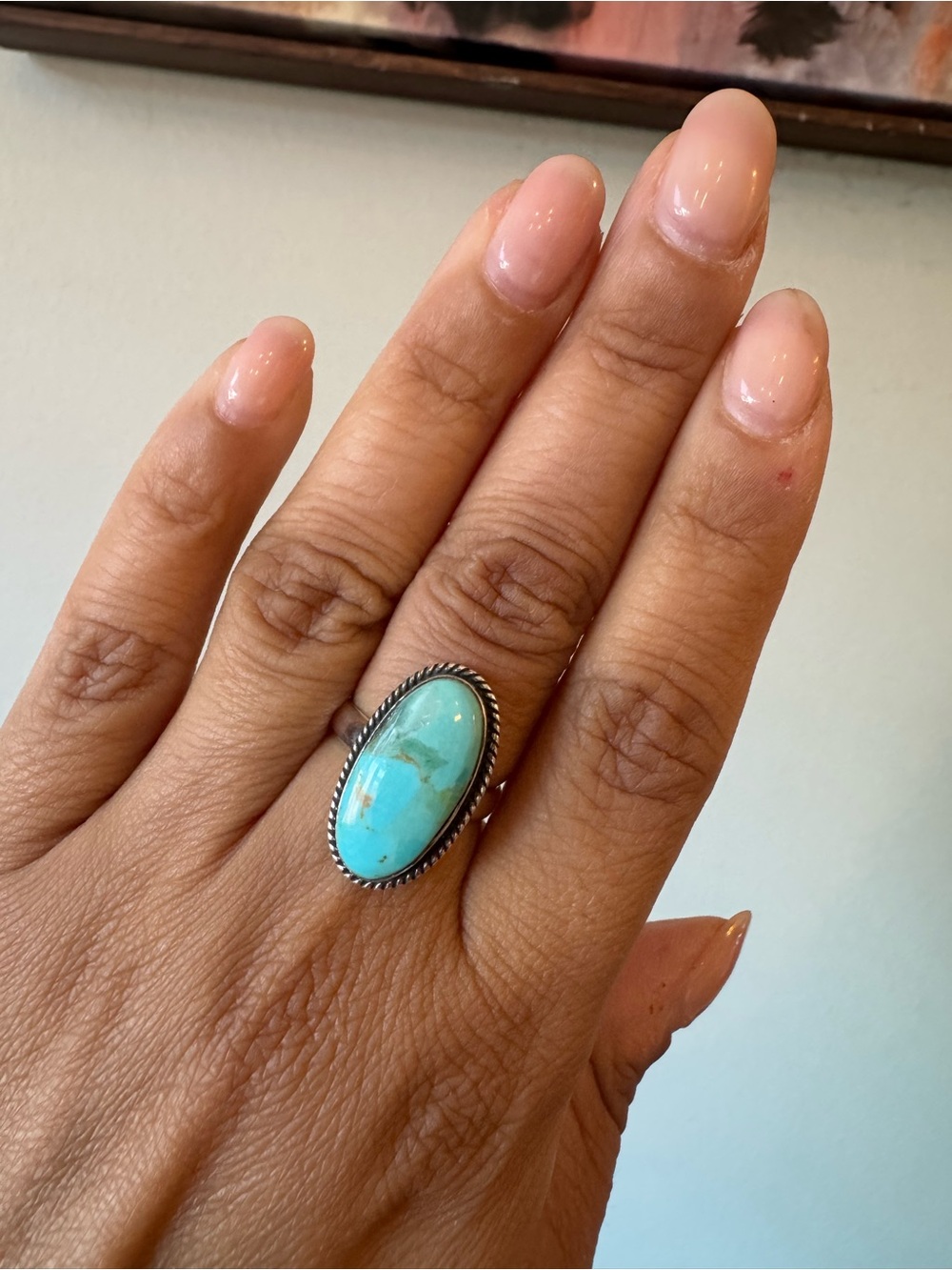 GENUINE KINGMAN OVAL DROP TURQUOISE RING